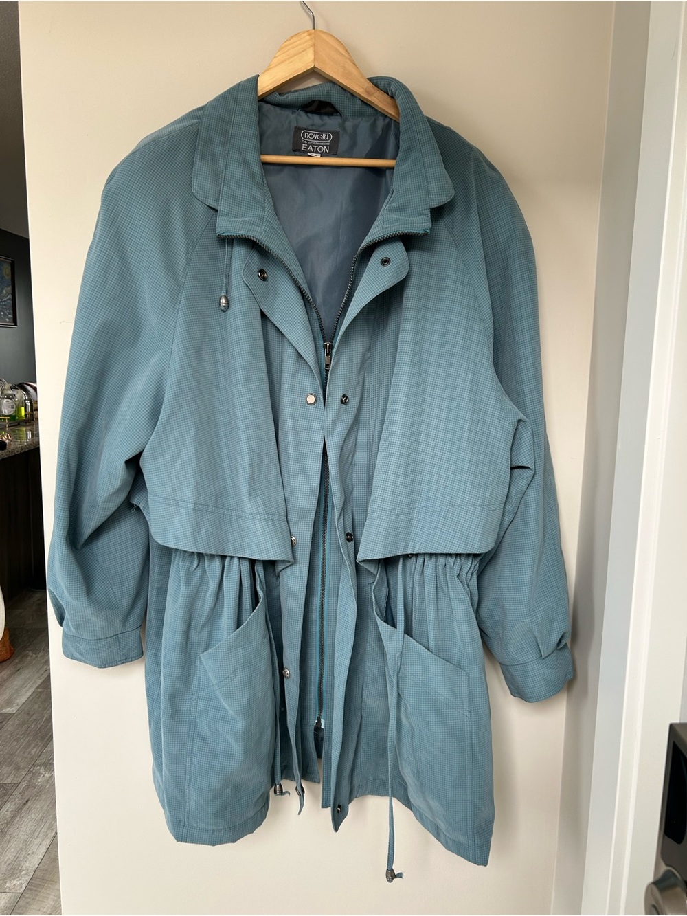 Vintage Eaton Lightweight Drawstring Anorak Jacket in Dusty Teal